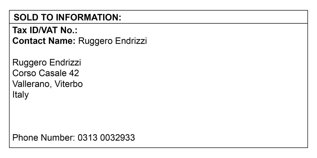A helpful graphic on how the sold-to details would look on a commercial
invoice.